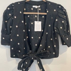 Posse August Top - Black/White Polka Dot Linen